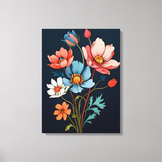 Burst of Färg: Abstrakt Flowers Canvastryck (Framsida)