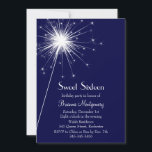 Burst of Sparkles Sweet sixteen Inbjudan (blå)<br><div class="desc">Stora sparklerskor tänder Födelsedagsfest inbjudan med en spricka av bländande twinkler. Det visas på grundläggande papper. Jag rekommenderar dock att den metalliska is som är papprare för att förbättra gnistran skärs ned. Rulla ner för att se den samordnande biet.</div>