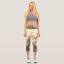 Burstful Guld Leggings Capris för kvinnor
