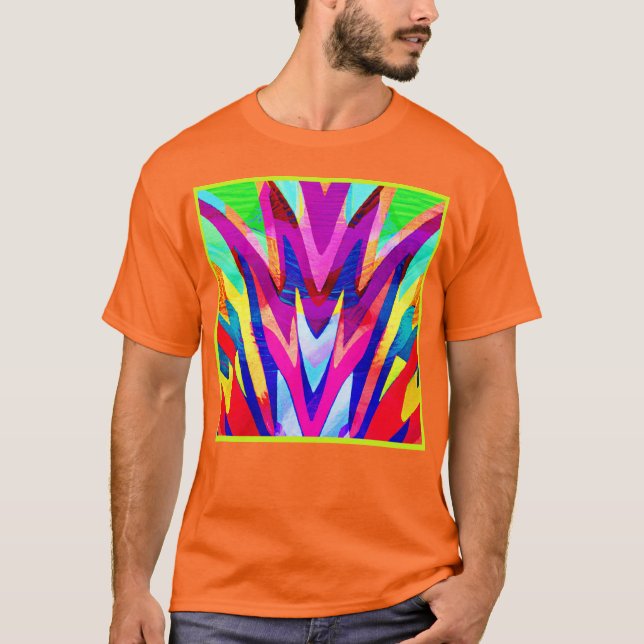 Bursting Färg Abstraction Mönster T Shirt (Framsida)