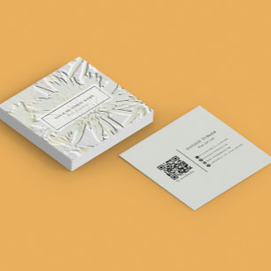 ©Bursting Joy/ Embossed-like-Blommigt Design Fyrkantigt Visitkort