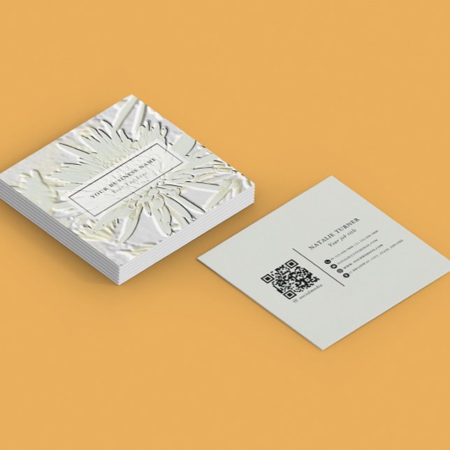 ©Bursting Joy/ Embossed-like-Blommigt Design Fyrkantigt Visitkort (Skapare uppladdad)