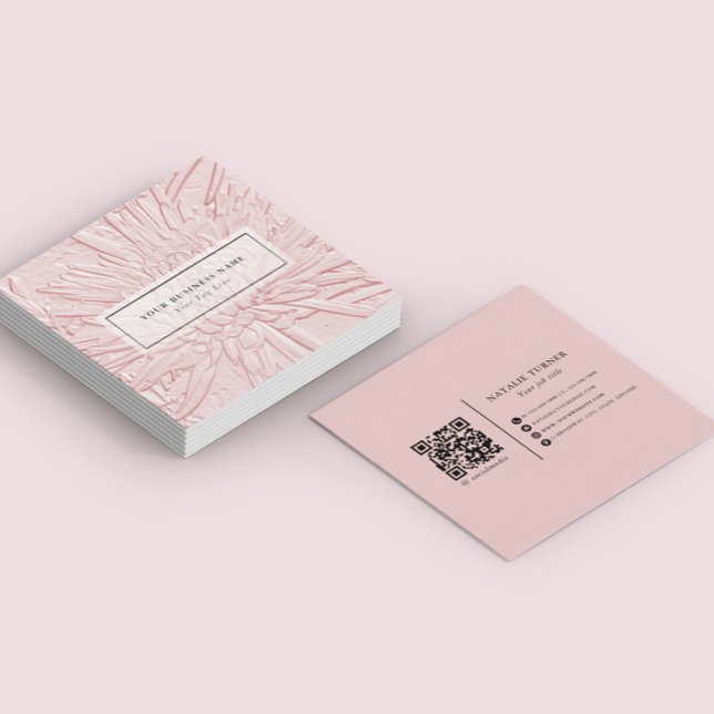 ©Bursting Joy/ Embossed-like-Blommigt Design Fyrkantigt Visitkort (Skapare uppladdad)