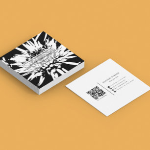 ©Bursting Joy/ Modern Black In White Blommigt Desi Fyrkantigt Visitkort