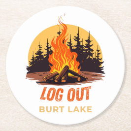 Burt Lake Michigan Lägger eld på en lägereld Underlägg Papper Rund