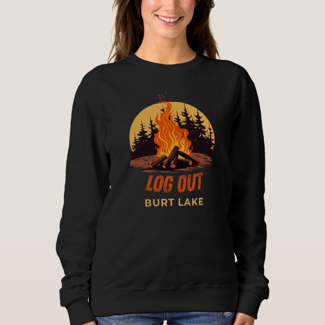 Burt Lake Michigan Lägger eld på lägereld T Shirt (Framsida)
