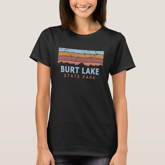 Burt Lake State Park Michigan Retro Cool T Shirt (Framsida)