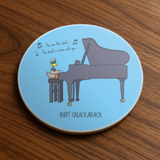 Burt Quackarach Duck Funny Piano Player Artwork Underlägg