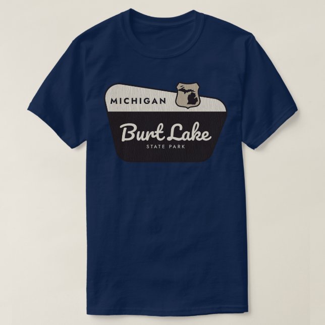 Burt Sjö State Park Michigan Välkomstskylt T Shirt (Design framsida)