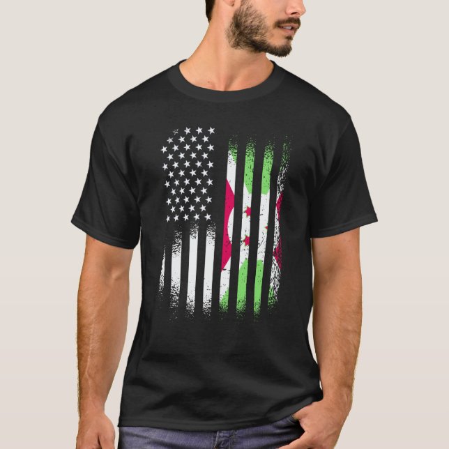 Burundi American Patriot Grown Country USA Flags S T Shirt (Framsida)