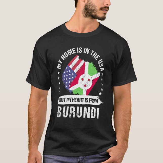 Burundi American Patriot Grown Proud My Heart is f T Shirt (Framsida)
