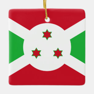 Burundi Flagga Julgransprydnad Keramik