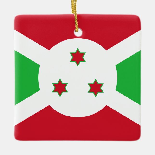 Burundi Flagga Julgransprydnad Keramik (Framsida)