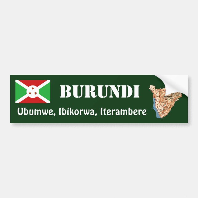 Burundi flagga + Kartabildekal Bildekal (Framsidan)