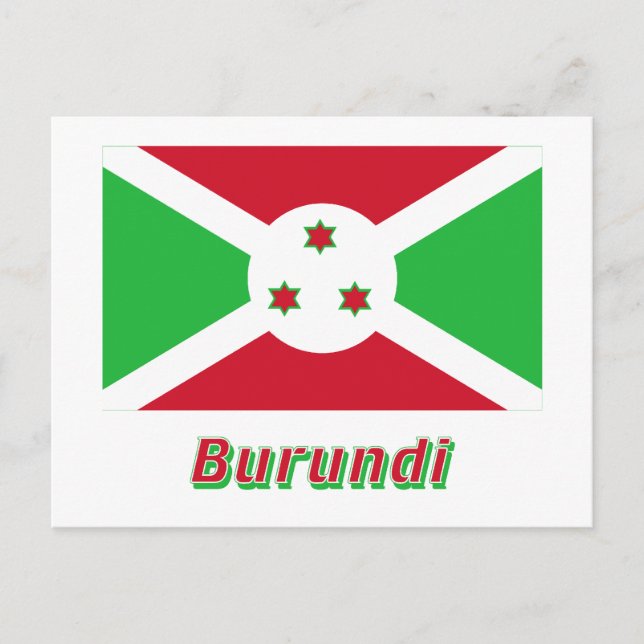 Burundi Flagga med Namn Vykort (Framsida)