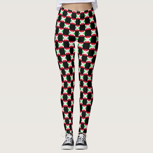 Burundi Flagga Mönster Leggings (Framsida)