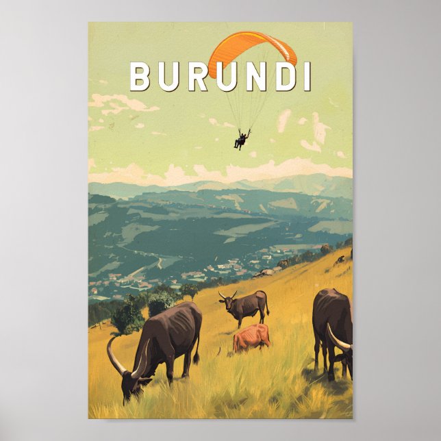 Burundi Illustration Travel Art Vintage Poster (Framsidan)