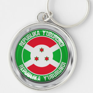 Burundi Round Emblem Rund Silverfärgad Nyckelring
