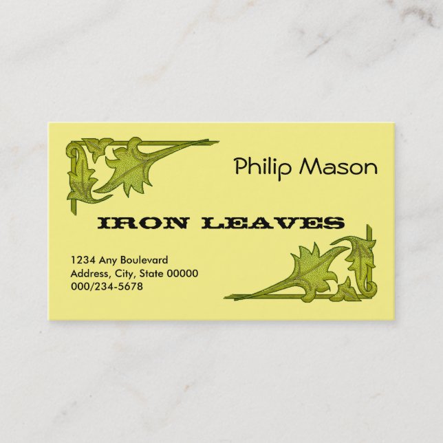 Bus. Card - Leafy Brackets in Green Visitkort (Framsida)