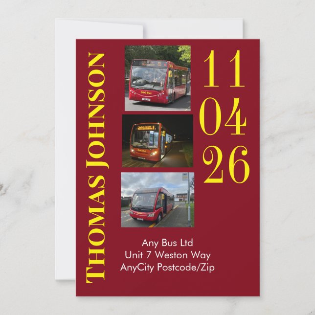 Bus Depot Tour Invitation Personalized Inbjudningar (Framsida)