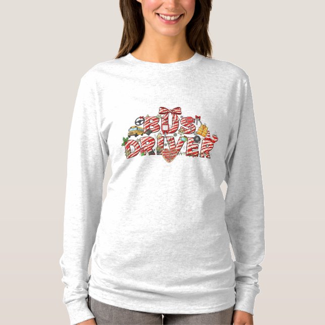 Bus Driver Christmas Long Sleeve T Shirt (Framsida)