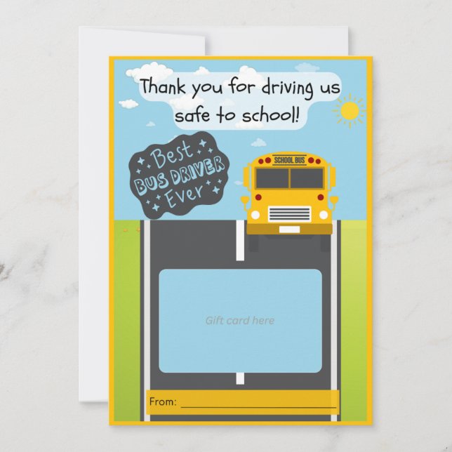 Bus driver gift card holder thank you card tack kort (Framsida)