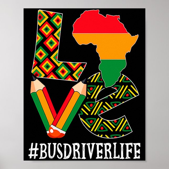 Bus Driver Love Map African American Black History Poster (Framsidan)