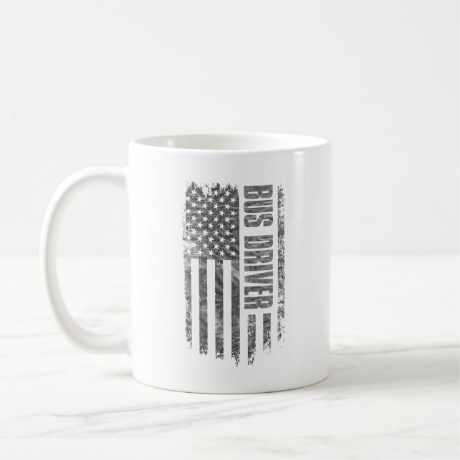 Bus Driver USA Flag Distressed design Kaffemugg (Vänster)