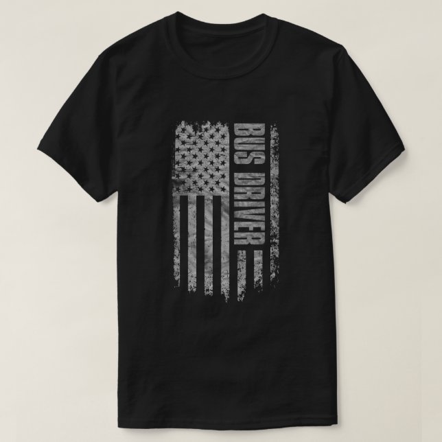 Bus Driver USA Flag Distressed design T Shirt (Design framsida)