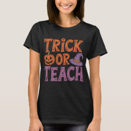 Bus eller Behandla Groovy Lärare Halloween Retro T Shirt