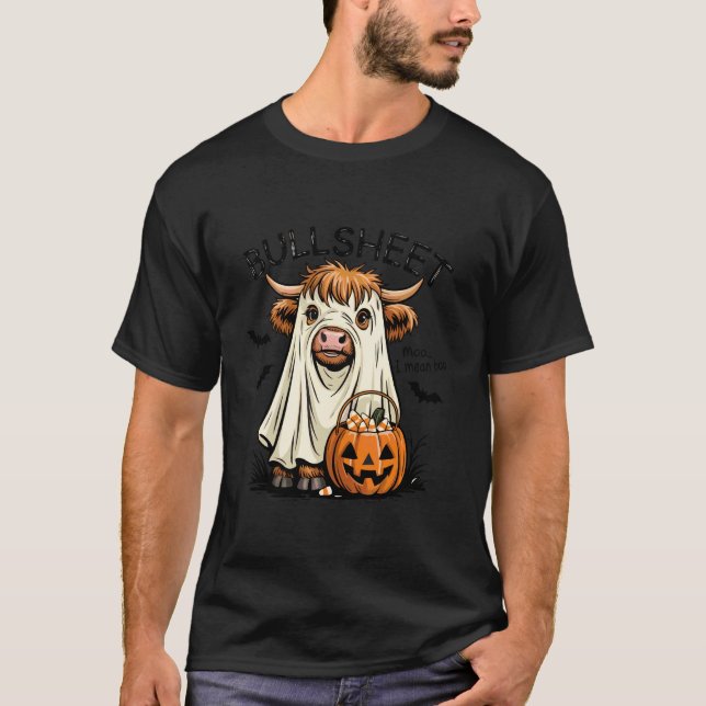 Bus eller Byxa Ko Halloween Spöke Pun T Shirt (Framsida)