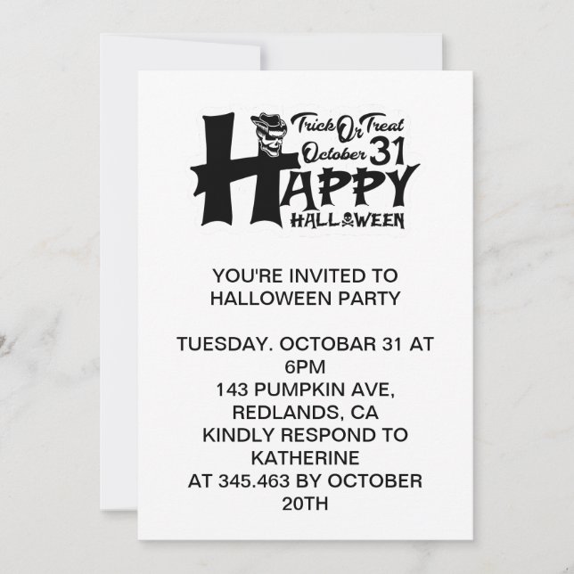 Bus eller godis! 31 oktober - Happy halloween Inbjudningar (Framsida)
