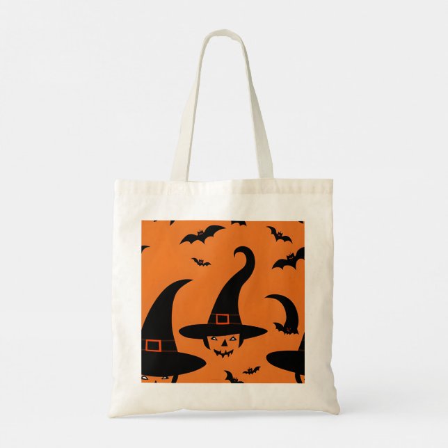Bus eller godis Bag, Halloween Tote Tygkasse (Baksida)