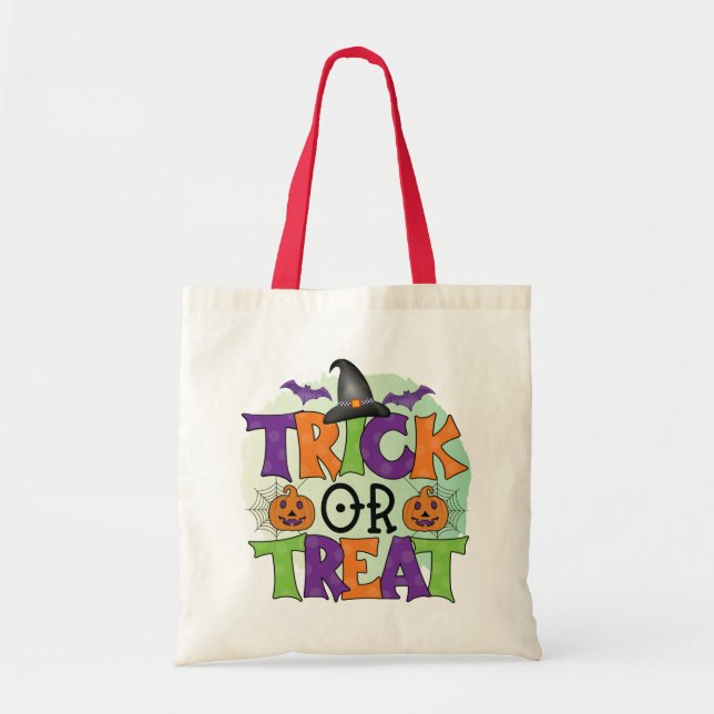 Bus eller godis - Barn Halloween Candy Tote Bag Tygkasse (Framsidan)