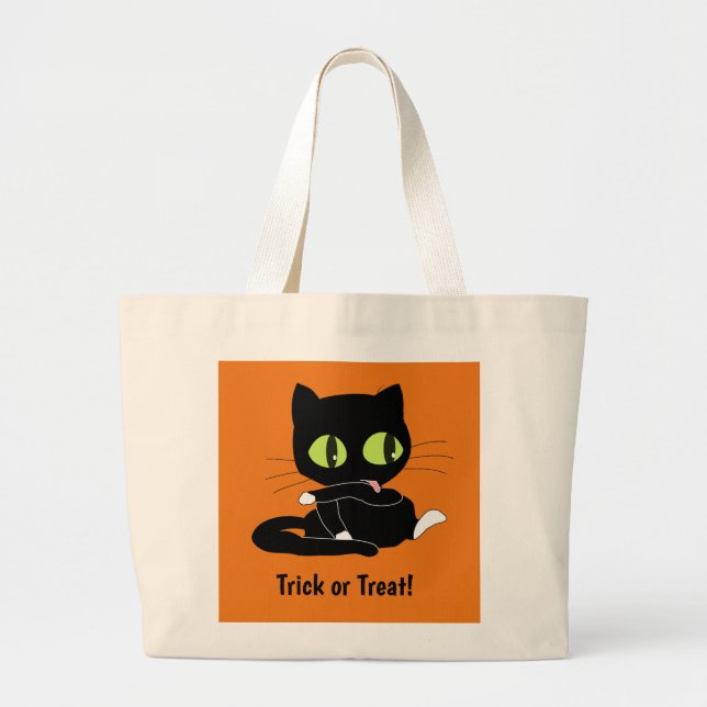 Bus eller godis Black Cat Canvas Tote Jumbo Tygkasse (Framsidan)