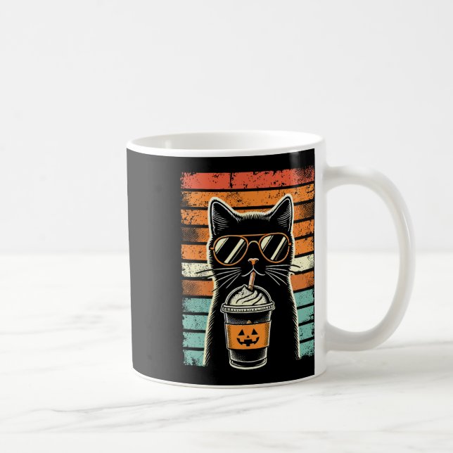 Bus eller godis Black Cat Hipster Funny Halloween  Kaffemugg (Höger)