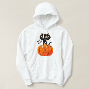 Bus eller godis Black Orange Cat Pumpkin Halloween Hoodie