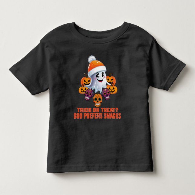 Bus eller godis Boo Funny Quote Halloween fest T Shirt (Framsida)