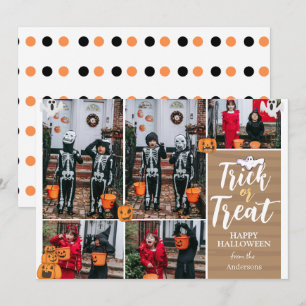 Bus eller godis Boo Halloween Family Photo Collage Julkort