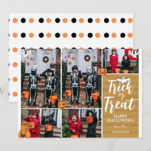 Bus eller godis Boo Halloween Family Photo Collage Julkort