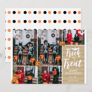 Bus eller godis Boo Halloween Family Photo Collage Julkort
