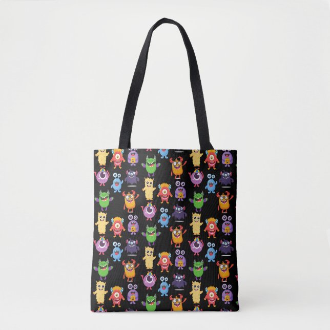Bus eller godis Candy Bag - Cute Monsters Tygkasse (Framsida)