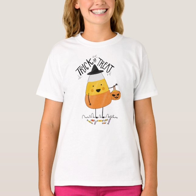 Bus eller godis Candy corn Halloween Crew Shirt T (Framsida)