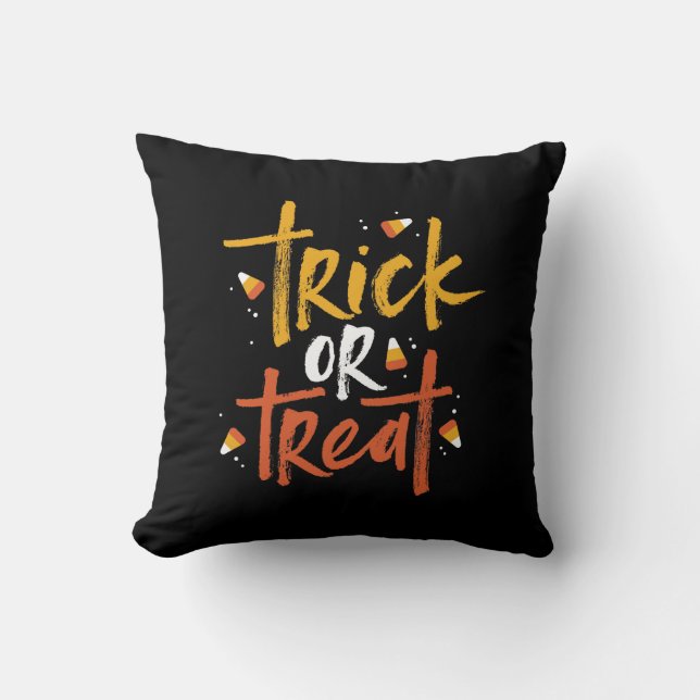 Bus eller godis Candy corn Halloween Kudde (Framsida)