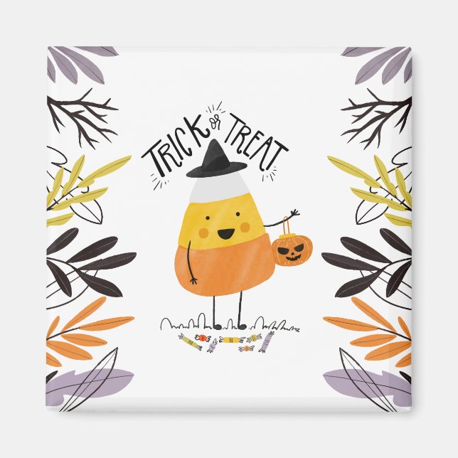 Bus eller godis Candy corn Halloween | Magnet (Framsidan)