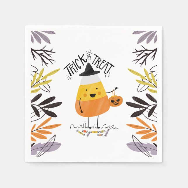 Bus eller godis Candy corn Halloween | Napkin Pappersservett (Framsidan)