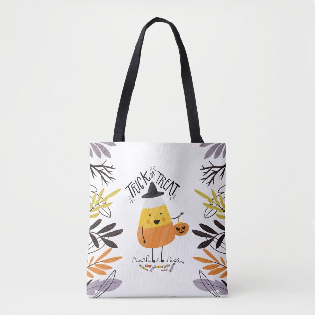 Bus eller godis Candy corn Halloween | Tote Bag Tygkasse (Framsida)
