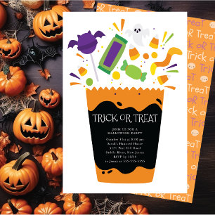 Bus eller godis Candy Halloween fest Inbjudningar
