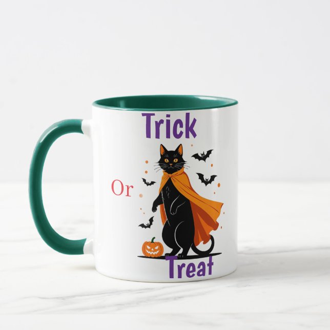 Bus eller godis Cat Halloween Design Design Mugg (Vänster)