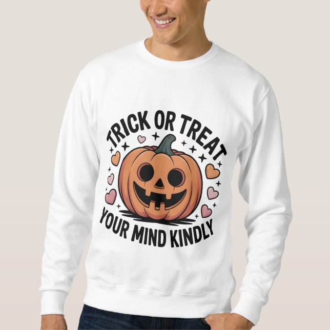 Bus eller godis - Coola Halloween Sweatshirt (Framsida)